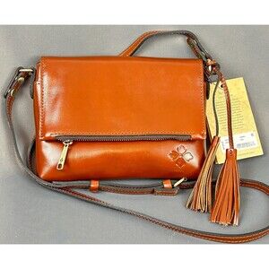 Patricia Nash Heritage Small Brown Leather Floral Cross Body Bag Purse NWT